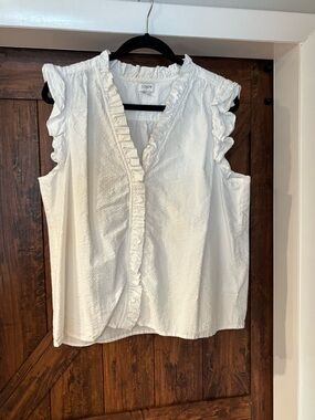 J. Crew White Ruffle-Trim Sleeveless Camisole